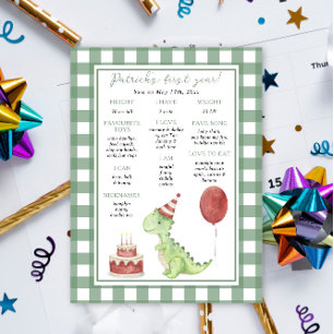 Dinosaur First Birthday Milestone Birthday Poster