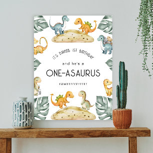 Dinosaur First Birthday Oneasaurus Party Poster