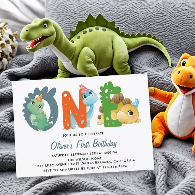 Dinosaur First Birthday Party  Invitation (Creator Uploaded)