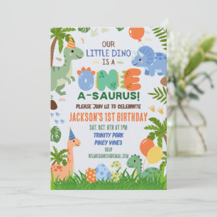 Dinosaur First Birthday Party Invitation