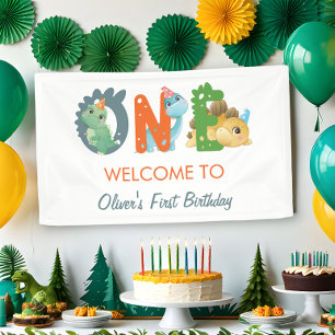 Dinosaur First Birthday Party Welcome Banner