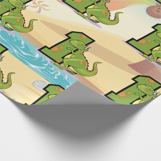 Dinosaur First Birthday Party Wrapping Paper (Corner)