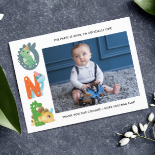 Dinosaur First Birthday Thank You Postcard