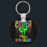 Dinosaur First Day Of School 6th Grade Skateboardi Key Ring<br><div class="desc">Dinosaur First Day Of School 6th Grade Skateboarding Funny</div>
