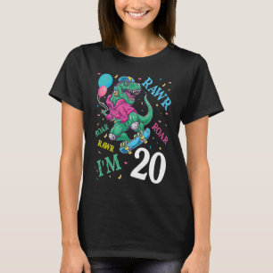 Dinosaur Flying And Balloons Rawr Roar Birthday I' T-Shirt