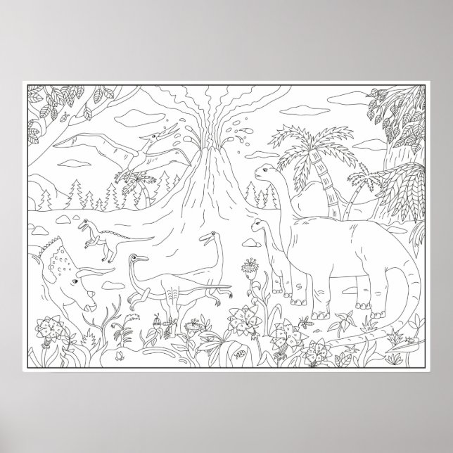 Dinosaur for colouring poster (Front)