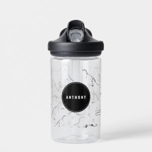 Dinosaur Fossil Bones Custom Name School Water Bottle