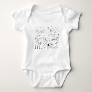 Dinosaur Fossil Bones Pattern Baby Bodysuit