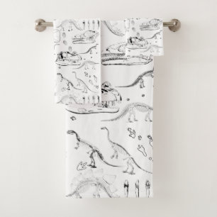 Dinosaur Fossil Bones Pattern Bath Towel Set