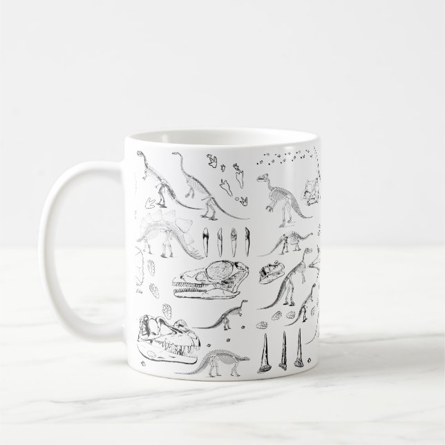 Dinosaur Fossil Bones Pattern Coffee Mug (Left)