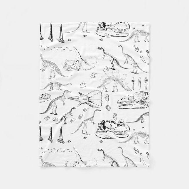 Dinosaur Fossil Bones Pattern Fleece Blanket (Front)