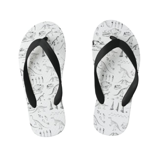 Dinosaur Fossil Bones Pattern Kid's Thongs (Footbed)