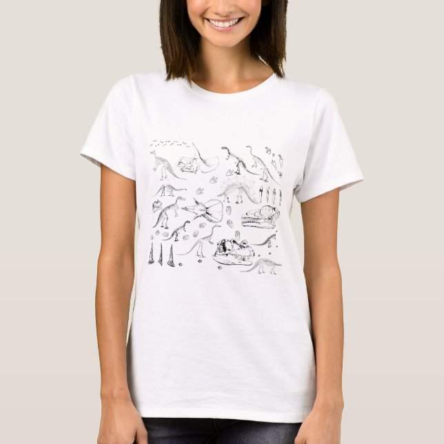 Dinosaur Fossil Bones Pattern  T-Shirt (Front)