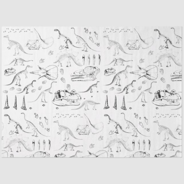 Dinosaur Fossil Bones Pattern Tissue Paper (Front)