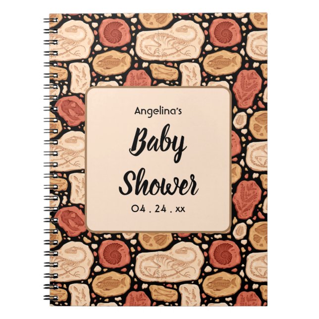 Dinosaur Fossil Pattern Gift List Notebook (Front)