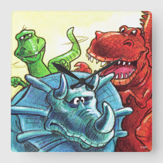 Dinosaur Friends Square Wall Clock