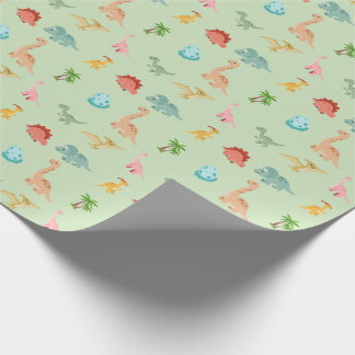 Dinosaur Friends Wrapping Paper – Sage Green