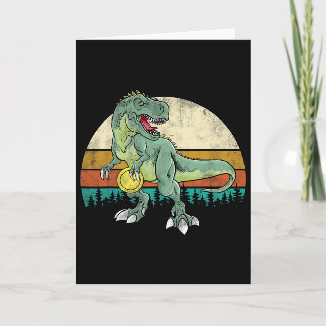 Dinosaur Frolf Player Gift T Rex Golfer Dino Retro Card (Front)