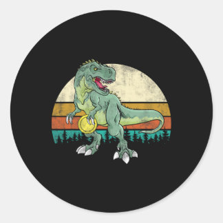 Dinosaur Frolf Player Gift T Rex Golfer Dino Retro Classic Round Sticker