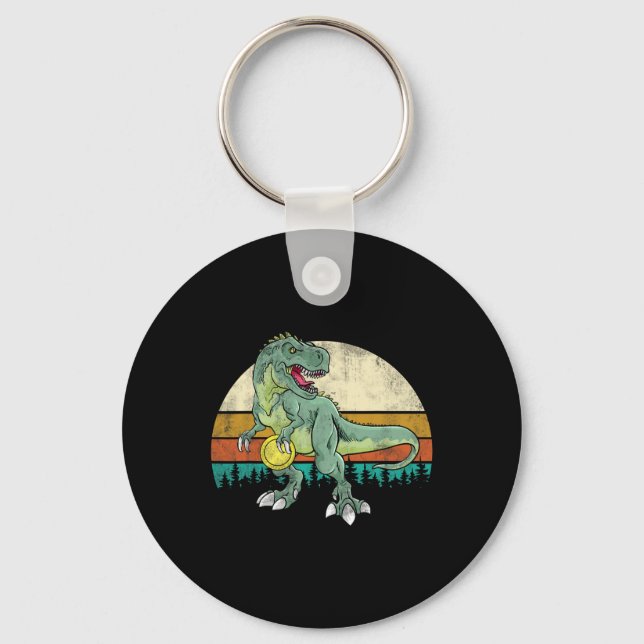 Dinosaur Frolf Player Gift T Rex Golfer Dino Retro Key Ring (Front)