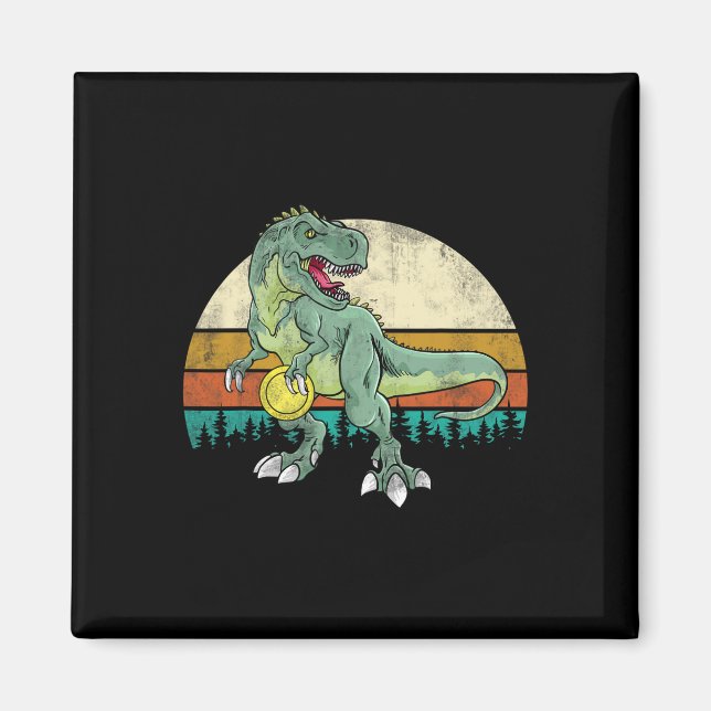 Dinosaur Frolf Player Gift T Rex Golfer Dino Retro Magnet (Front)