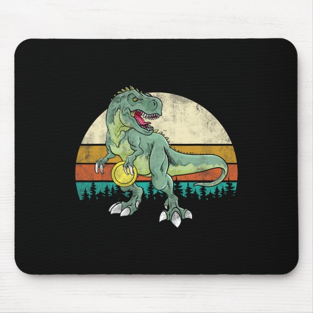 Dinosaur Frolf Player Gift T Rex Golfer Dino Retro Mouse Pad (Front)