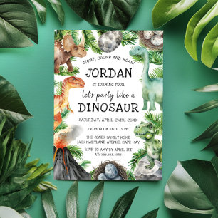 Dinosaur Fun Birthday Party    Invitation