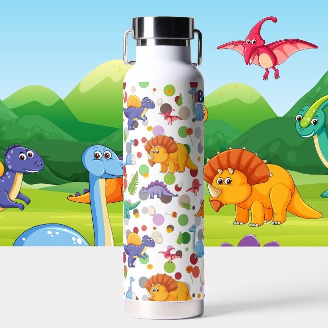 Dinosaur Fun Personalise Name Durable  Water Bottle (Creator Uploaded)
