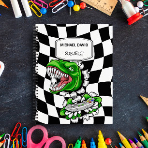 Dinosaur Gamer Holding Video Games Controller   Notebook