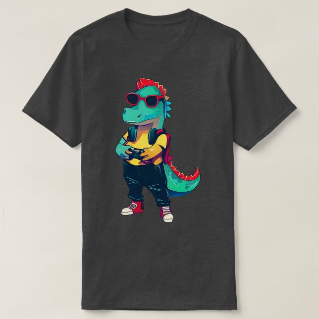 Dinosaur Gamer T-Shirt (Design Front)