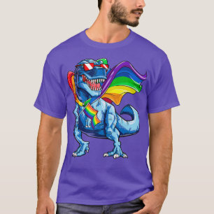 Dinosaur Gay Pride Flag LGBT T shirt Lesbian T