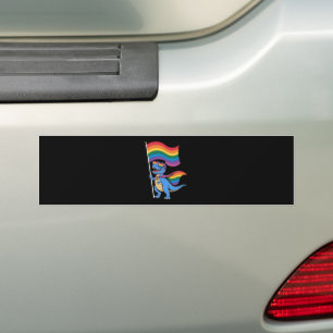 Dinosaur Gay Pride LGBT Rainbow Flag Bumper Sticker