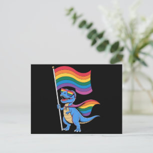 Dinosaur Gay Pride LGBT Rainbow Flag Postcard
