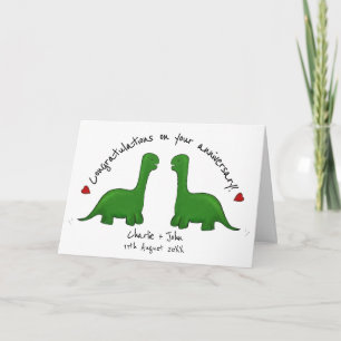 Dinosaur gay wedding anniversary congratulations card