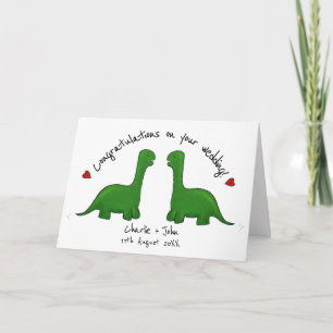 Dinosaur gay wedding congratulations card