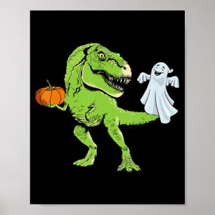 Dinosaur Ghost Lazy Halloween Costume Fun TRex Pum Poster