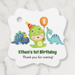 Dinosaur Gift Tags - Baby Boy 1st Birthday Favour