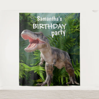 Dinosaur Girl BIRTHDAY Backdrop Tapestry