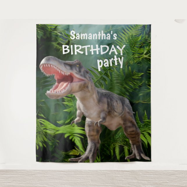 Dinosaur Girl BIRTHDAY  Backdrop Tapestry (Front)
