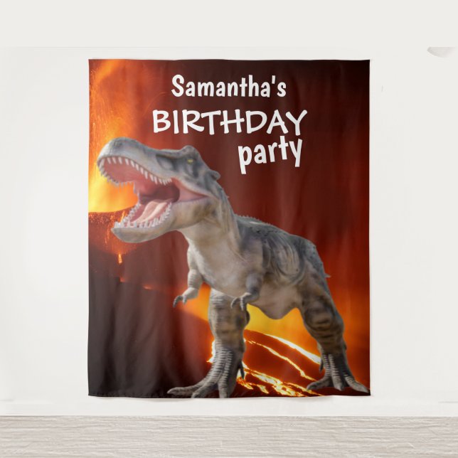 Dinosaur Girl BIRTHDAY  House Backdrop Tapestry (Front)