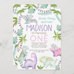 Dinosaur Girl Invitation