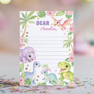 Dinosaur Girl Time Capsule Note Message Card