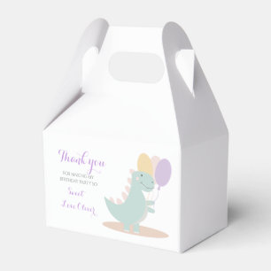 Dinosaur Girly Pink Blue Lilac Birthday Party Favour Box