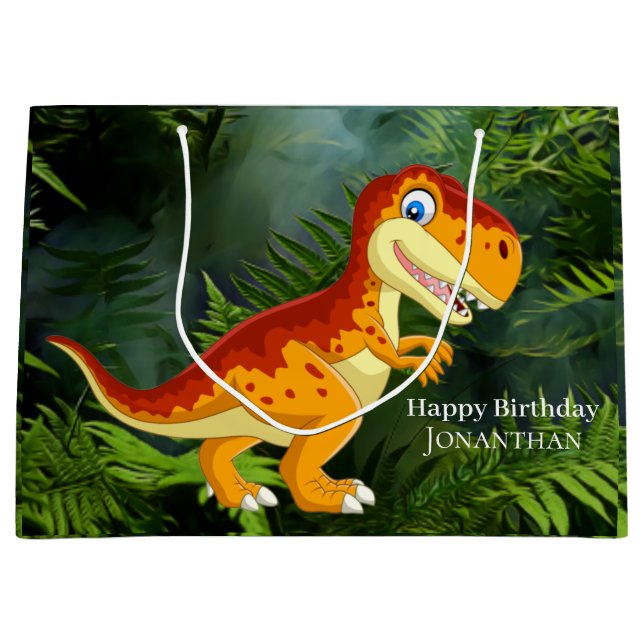 Dinosaur Gold T Rex  Large Gift Bag (Front)