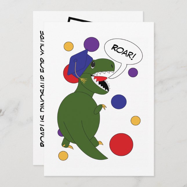 Dinosaur Graduation Funny Personalise Photo  Announcement (Front/Back)