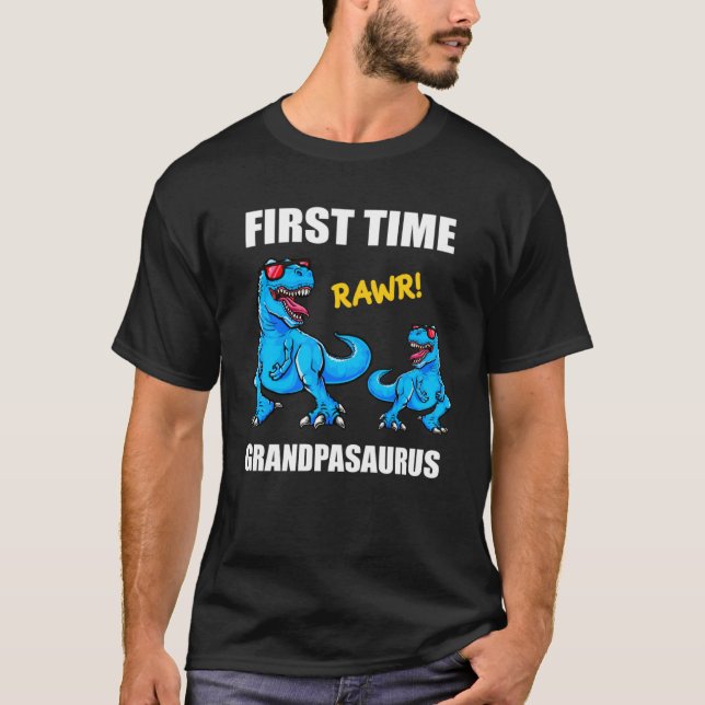 Dinosaur Grandpa  Baby Announcement First Time Gra T-Shirt (Front)