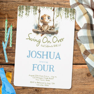 Dinosaur Green Blue Any Age Boy Birthday Invitation