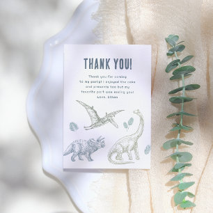 Dinosaur Green & Blue Birthday Party Thank You Card