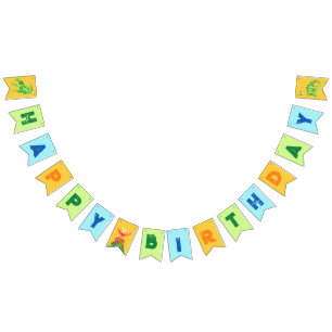 Dinosaur Green Orange and Blue Birthday Bunting