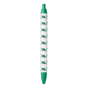 Dinosaur green pattern black ink pen